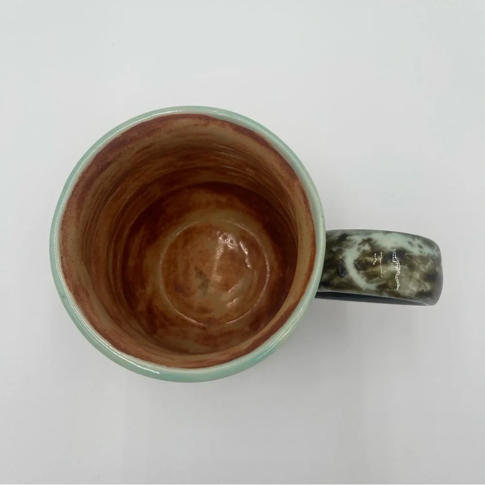 Stoneware Coffee Mug Large Size Hand Painted Unique Earthy